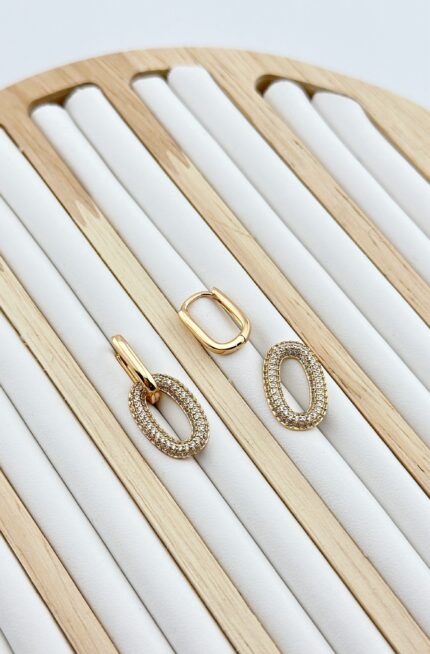 Сережки трансформери з фіанітами, застібка конго