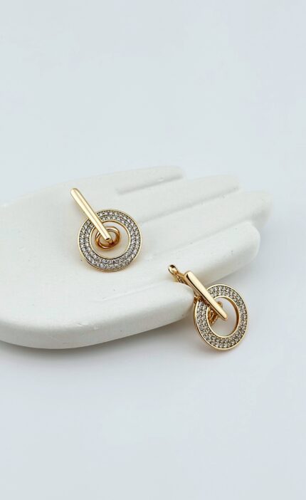 Сережки коло з фіанітиками, англ.застібка