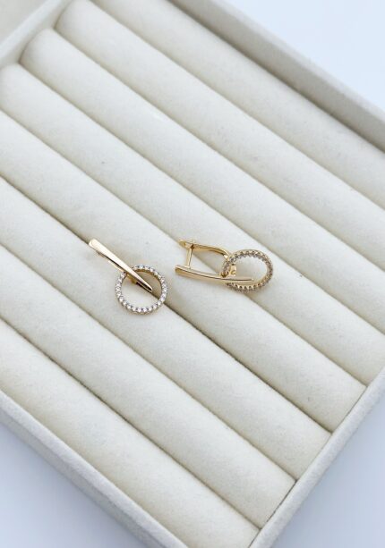 Сережки коло з фіанітами,англ.застібка